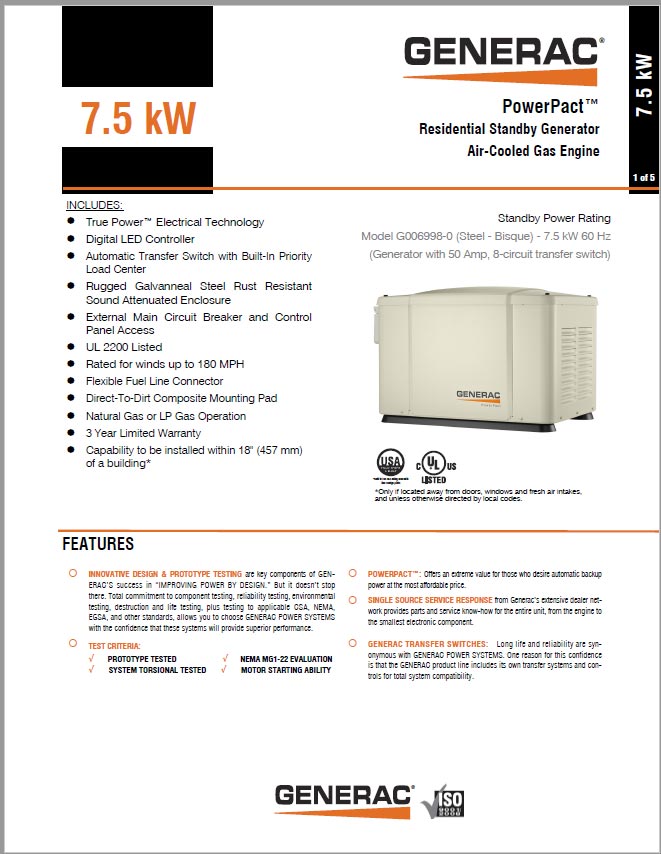 Generac 7.5kW